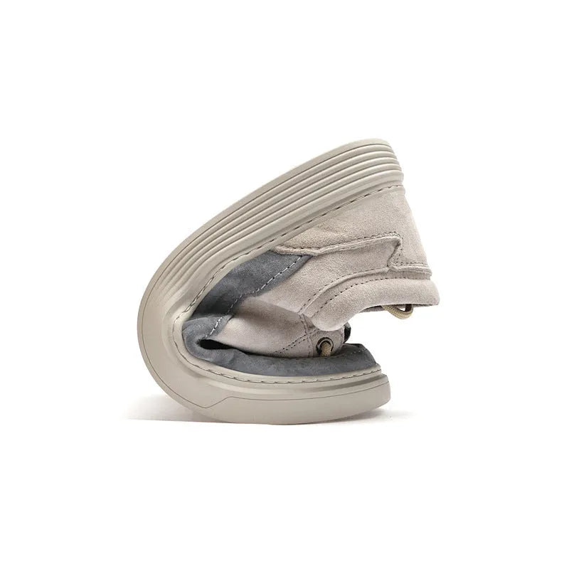 Men's casual leather skate shoes in gray and sand colour options with rubber sole