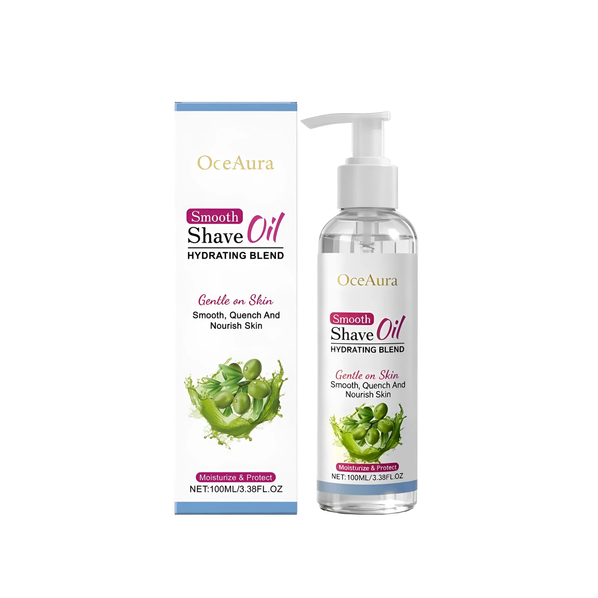 Organic body soothing oil 100ml bottle with olive, jojoba, and avocado oils, vitamin E enriched