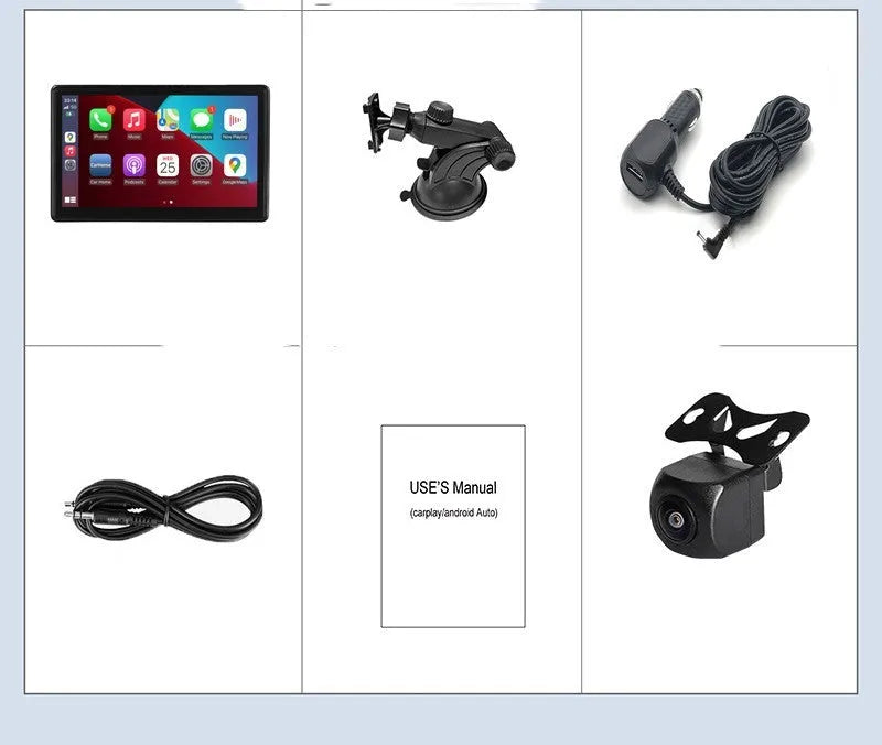 Portable 7 inch IPS car smart screen with wireless projection, CarPlay, and Android Auto, 12V external navigator