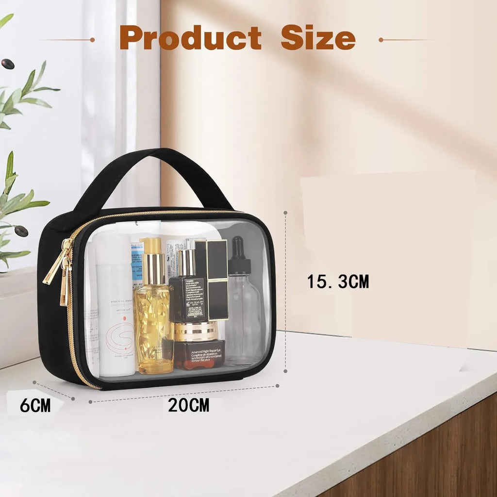 Transparent PVC lipstick storage wash bag with chain in multiple colour options measuring 7.85 inches