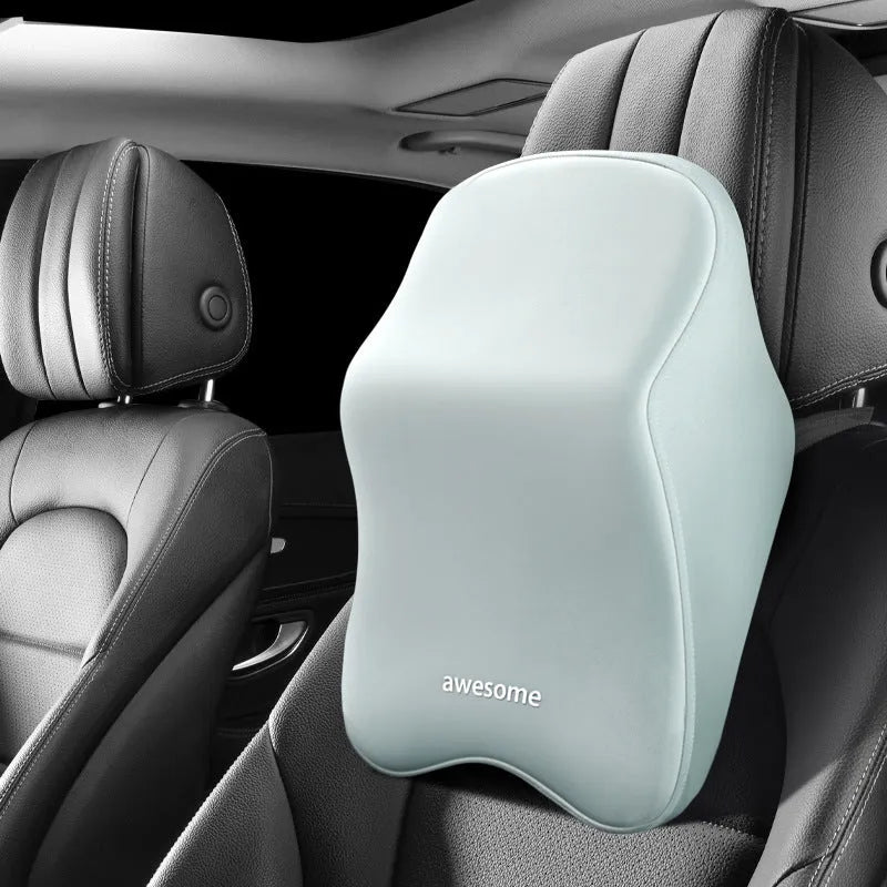 Memory foam car lumbar pillow with geometry pattern in colour options including black, grey, green and pink