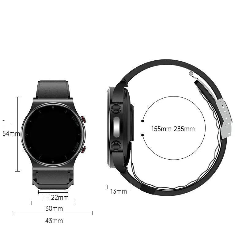 Sleep health multi-sport smart watch in black P70 colour with tempered glass display and TPU strap