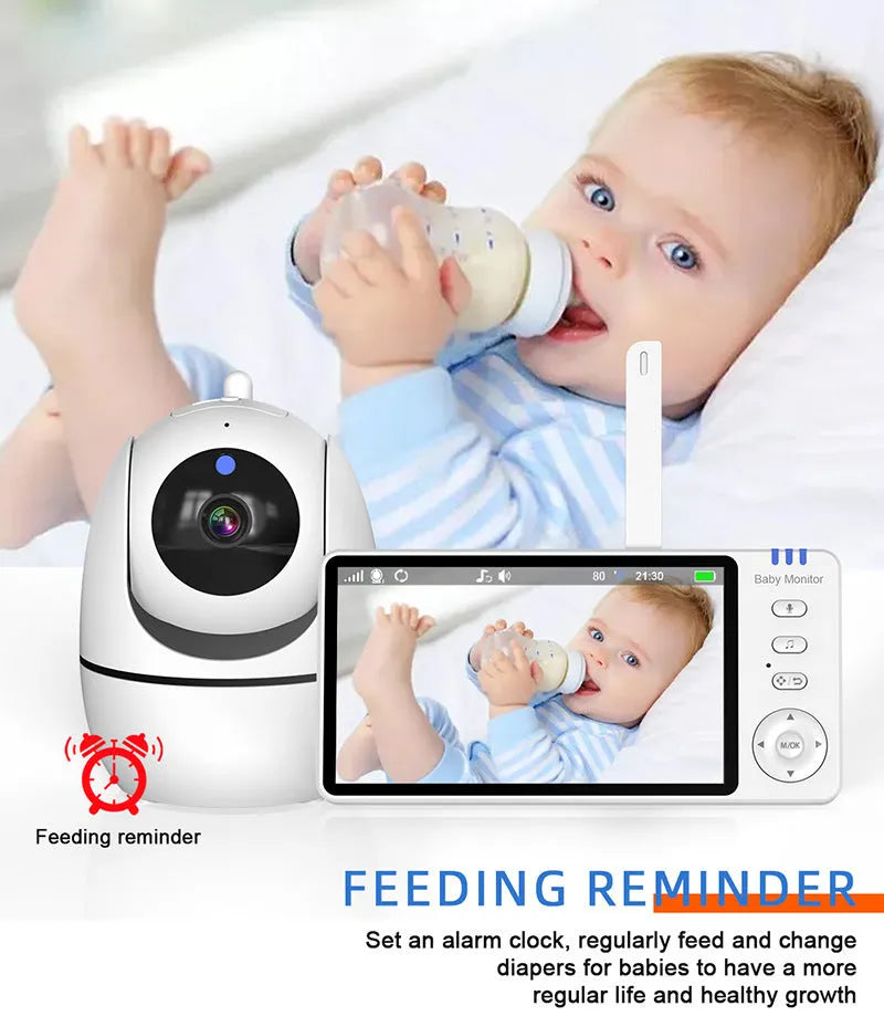 White 5-inch HD wireless baby monitor and camera on a nursery shelf