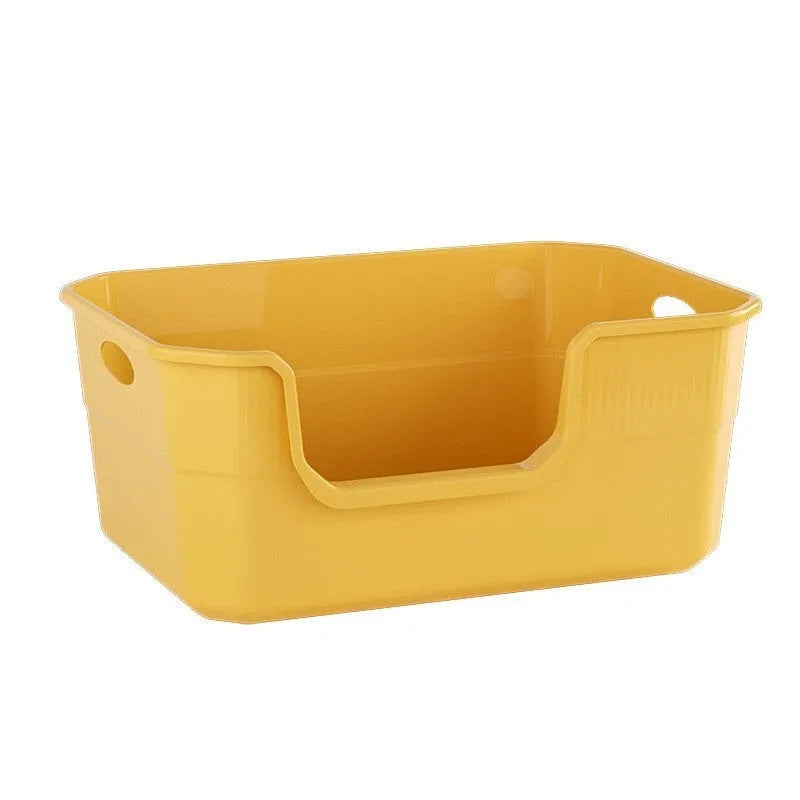 Oversized splash-proof PP cat litter box in 50cm with open semi-closed design and free litter spoon