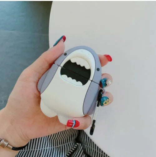 Silicone shark design cover for Apple AirPods 1 and 2 wireless earphones