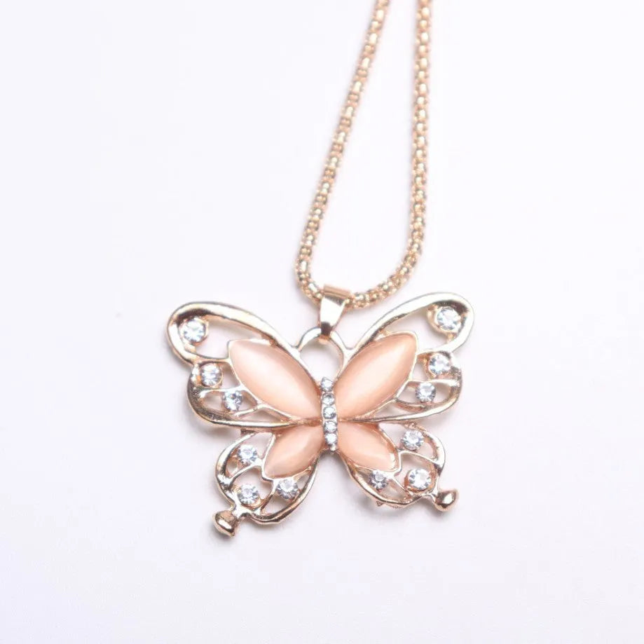Butterfly Spirit Necklace women alloy snake bone chain pendant gold colour with fall protection