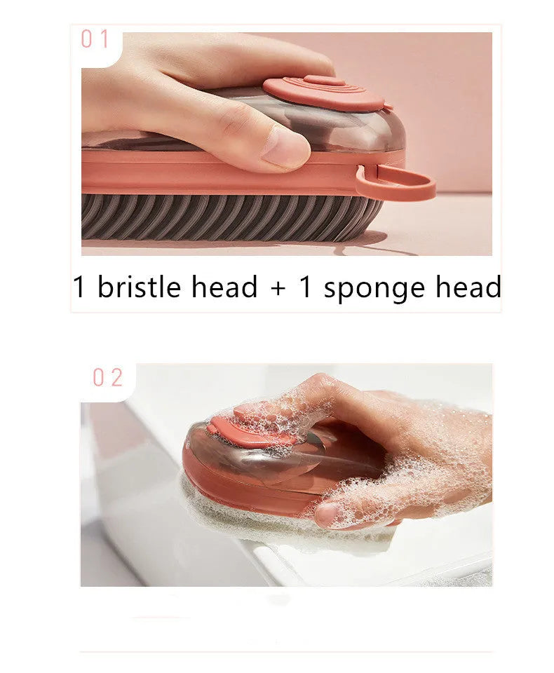 Blue automatic liquid cleaning brush with ergonomic grip for shoes and household laundry