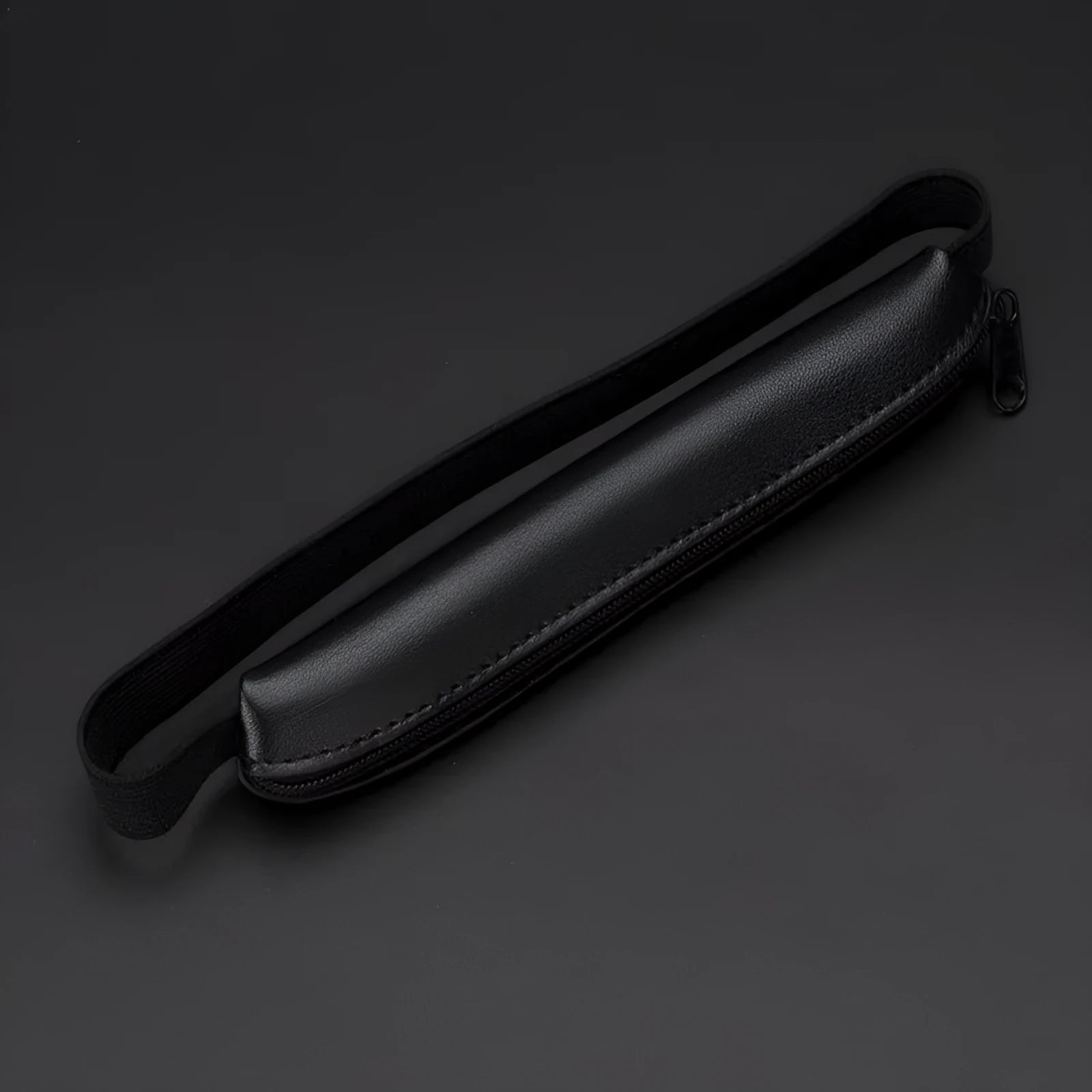 PU leather office pencil case measuring 16.5cm long with beige grey, black and crocodile pattern colour options