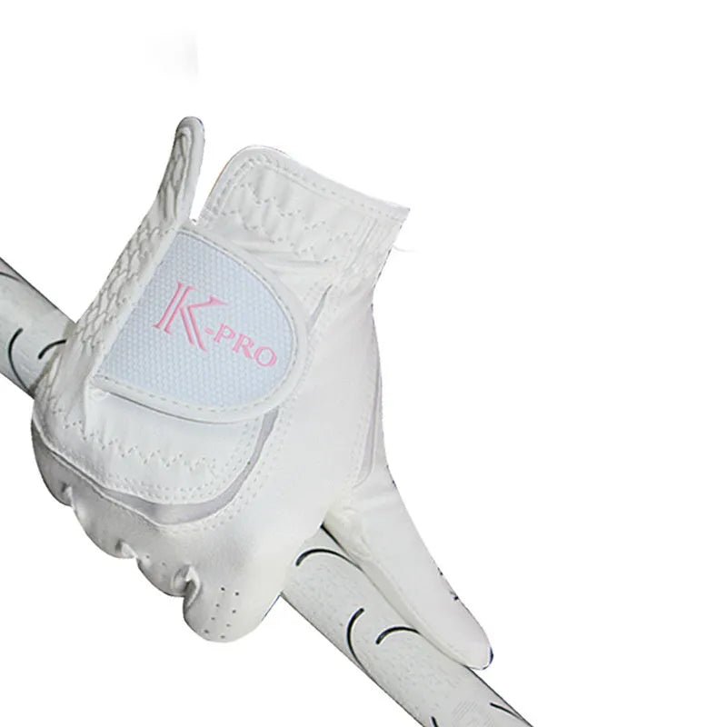 Pair of women's microfiber golf gloves with anti-skid grip, sizes 17-22, styles A B C