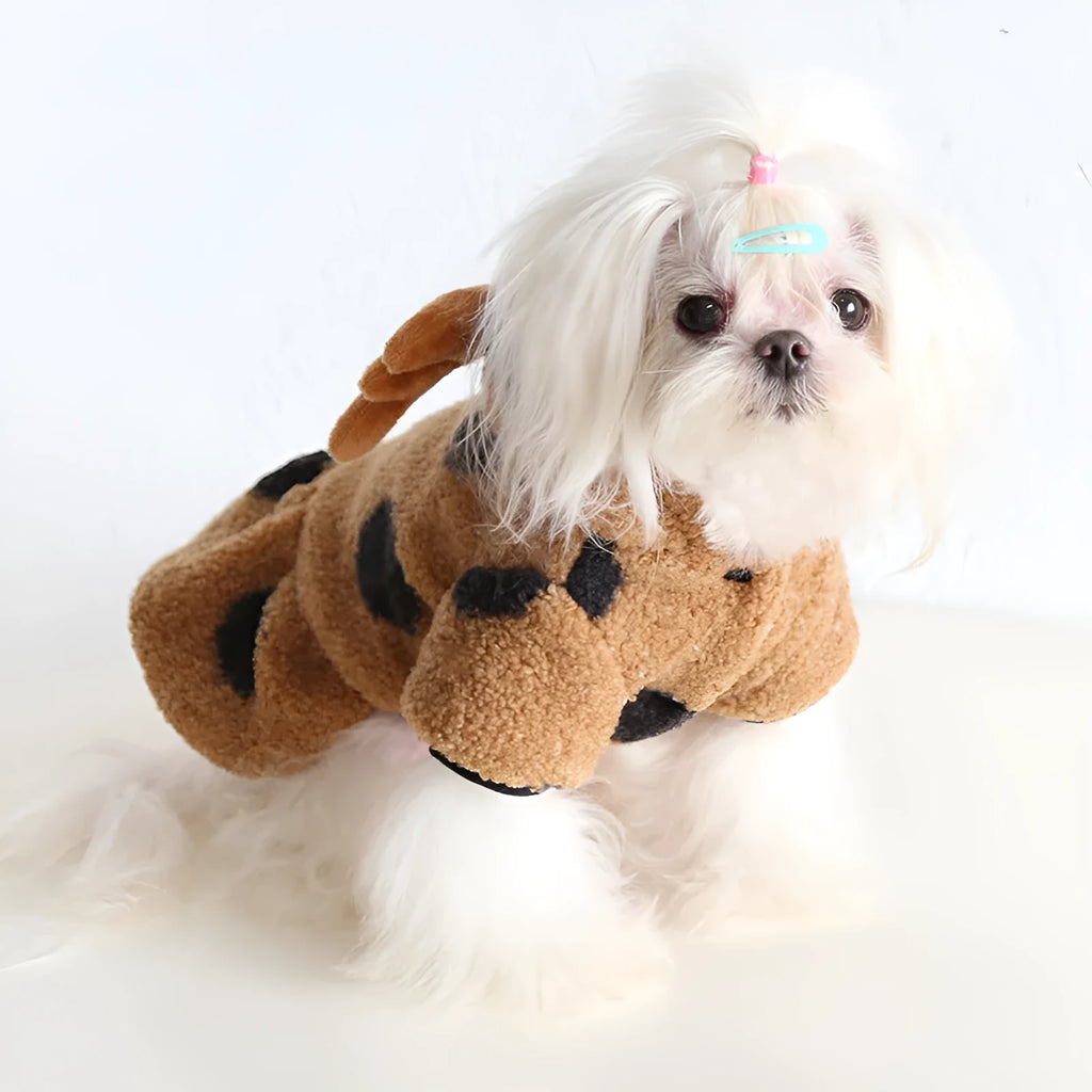 Polka dot elk couple pattern pet costume for dogs and cats in four-leg or skirt style