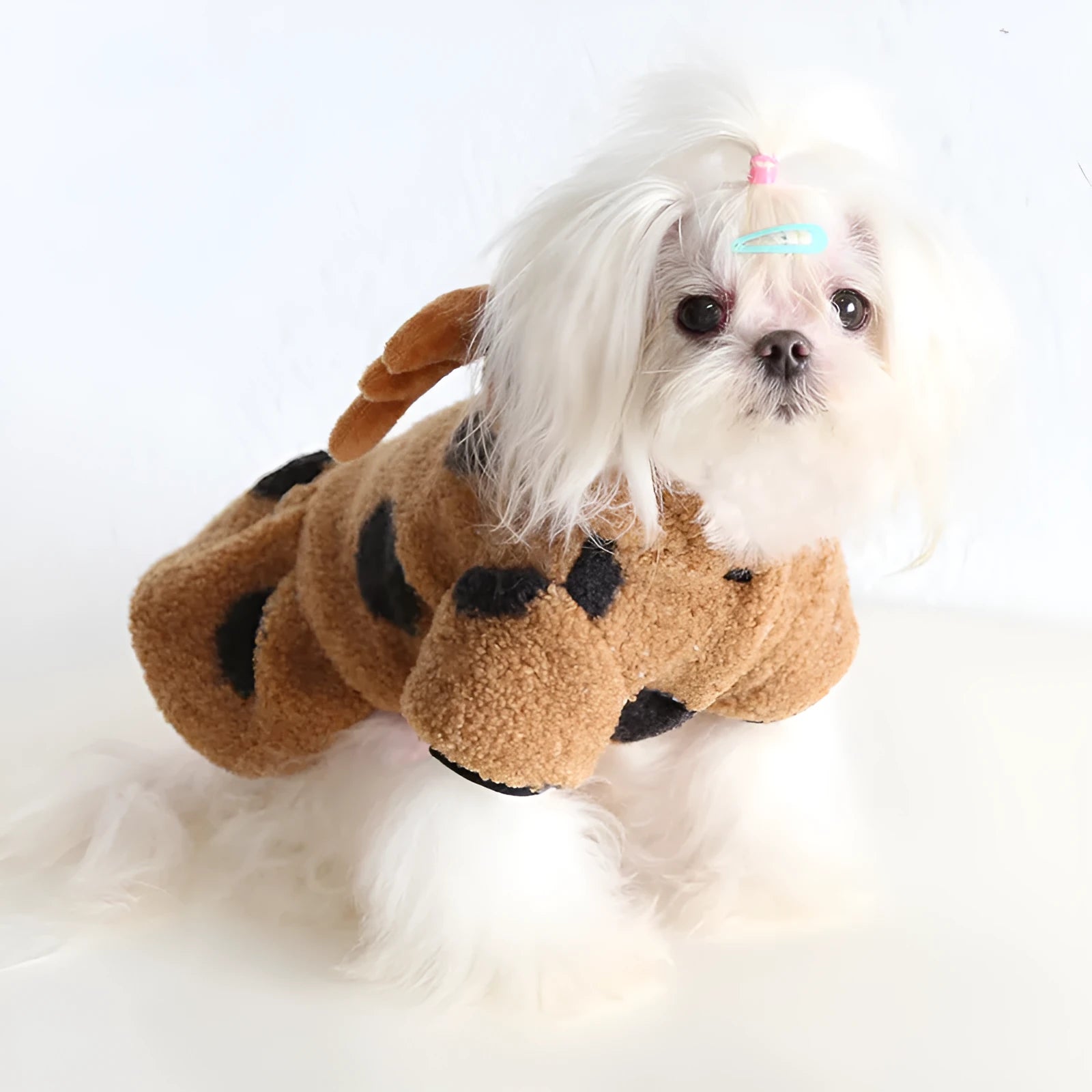 Polka dot elk couple pattern pet costume for dogs and cats in four-leg or skirt style