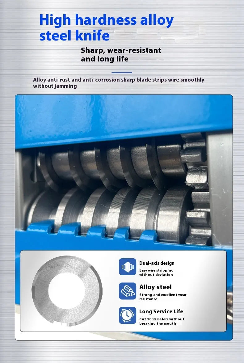 SD-017 manual wire stripping machine showing compact design with wire diameter indicators