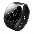 A smart Bluetooth sports watch in black, white, or blue, shown on a wrist.