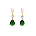 A pair of green geometric teardrop fashion earrings made from alloy.
