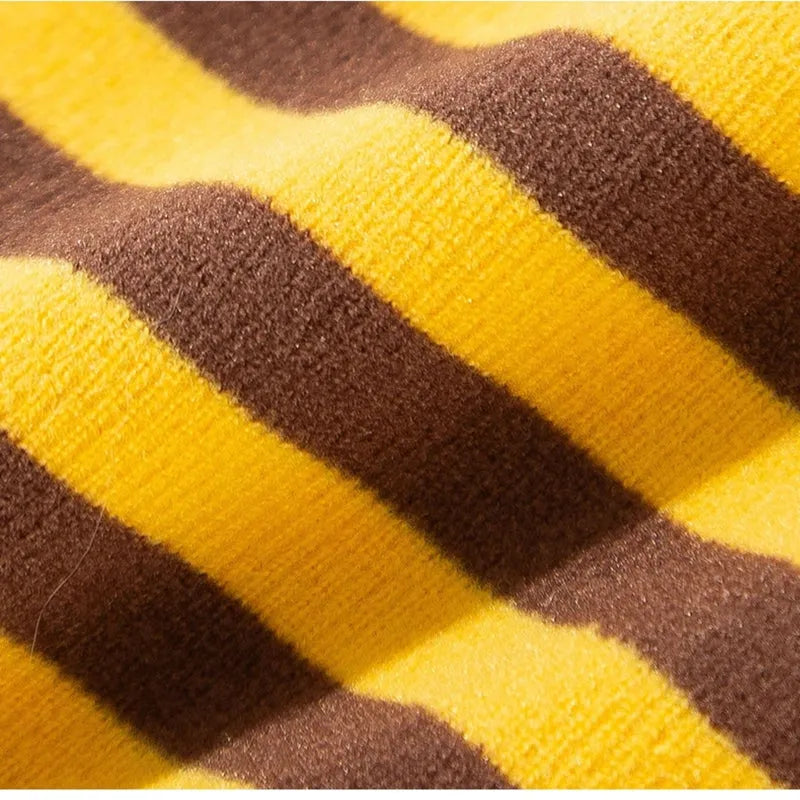 Yellow bee-patterned dog pajamas on small dog, four-legged full coverage suit with lapel collar