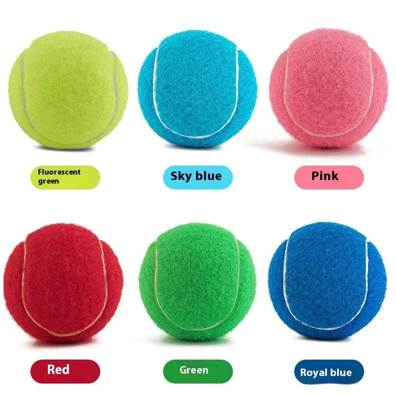 6.3cm bite-resistant rubber dog tennis ball in bright pink colour