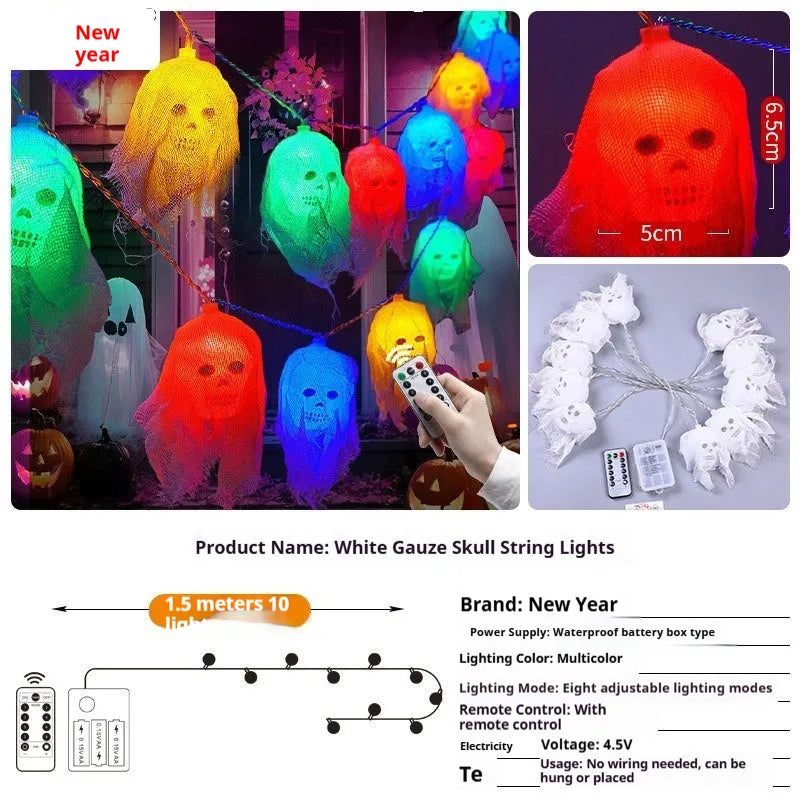 Halloween battery-powered string lights for indoor wall decoration in colour or warm white options