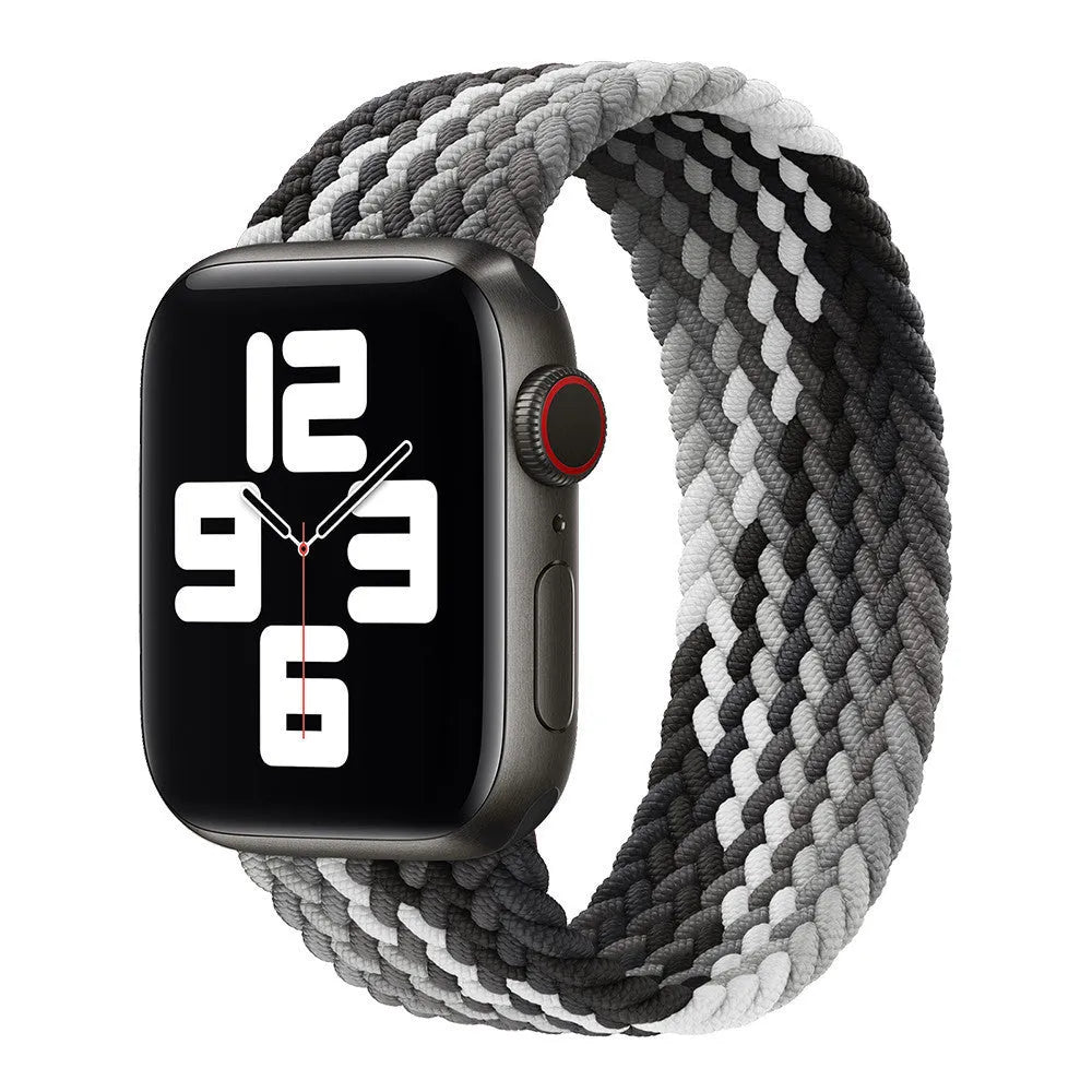 Elastic nylon braided rainbow watch strap for Apple Watch 38mm to 45mm, woven fabric, multiple colour options