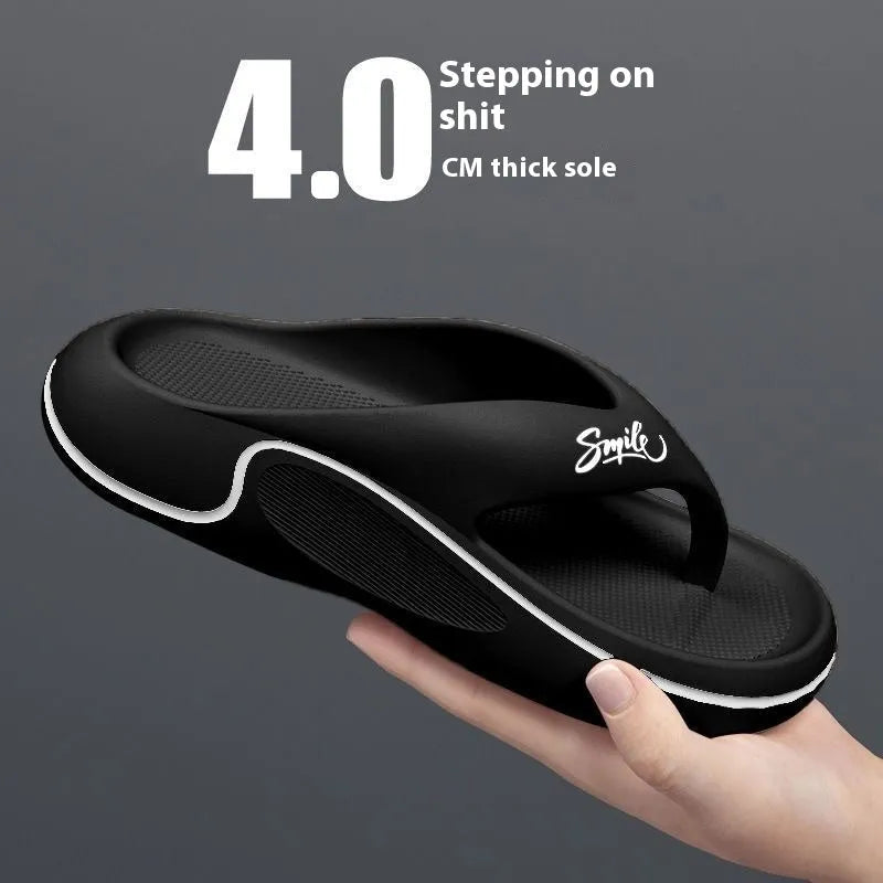 Men's EVA open toe slippers with thick injection moulded sole, available in black, khaki and white