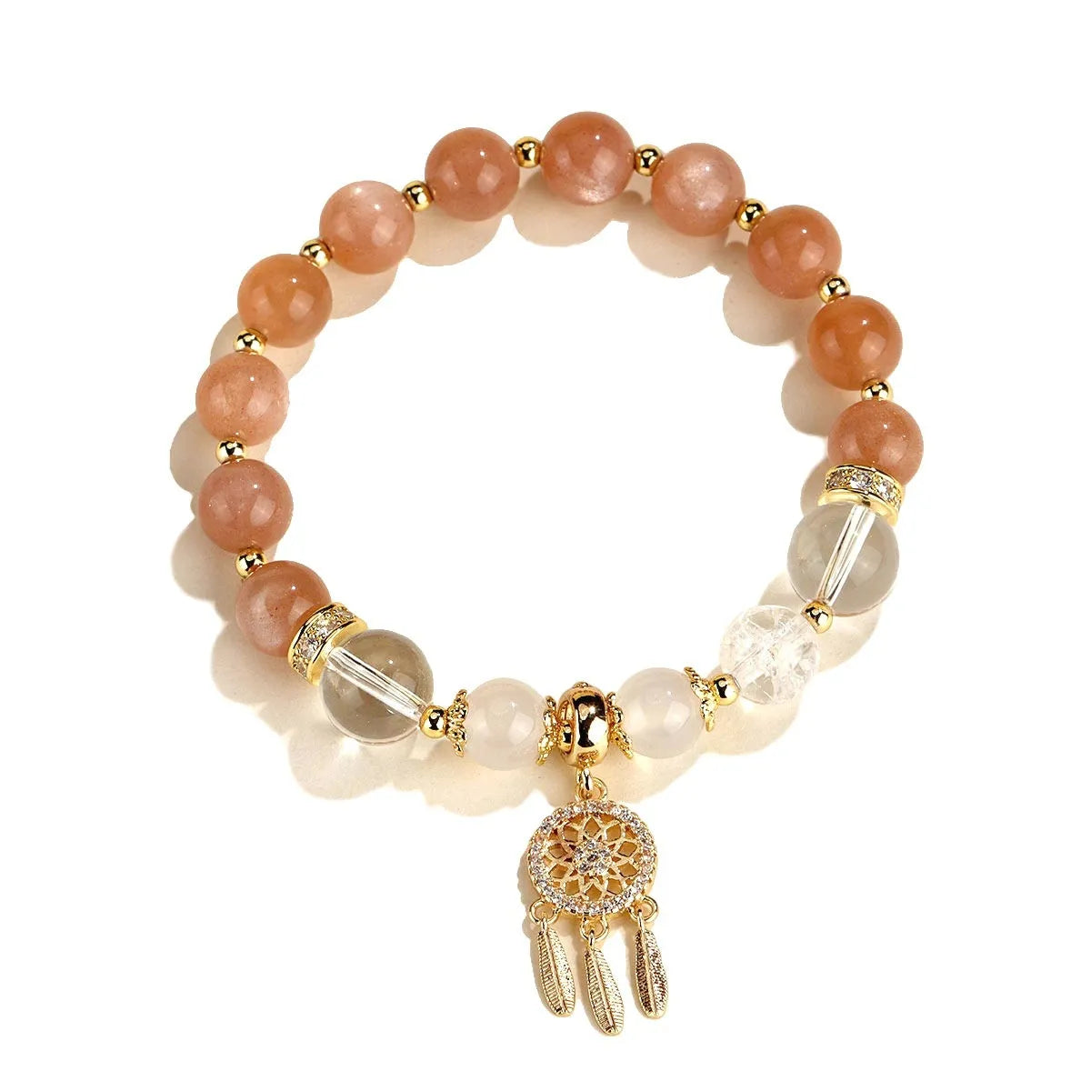 Korean style tassel bracelet with gemstone beads in seven colour options featuring electroplating finish