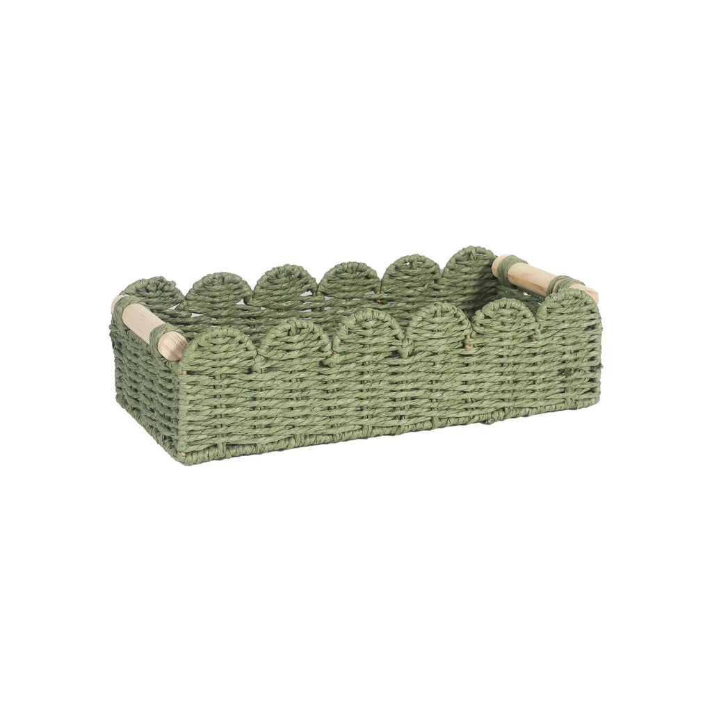 Paper woven rectangular storage basket in modern simple style for desktop organisation