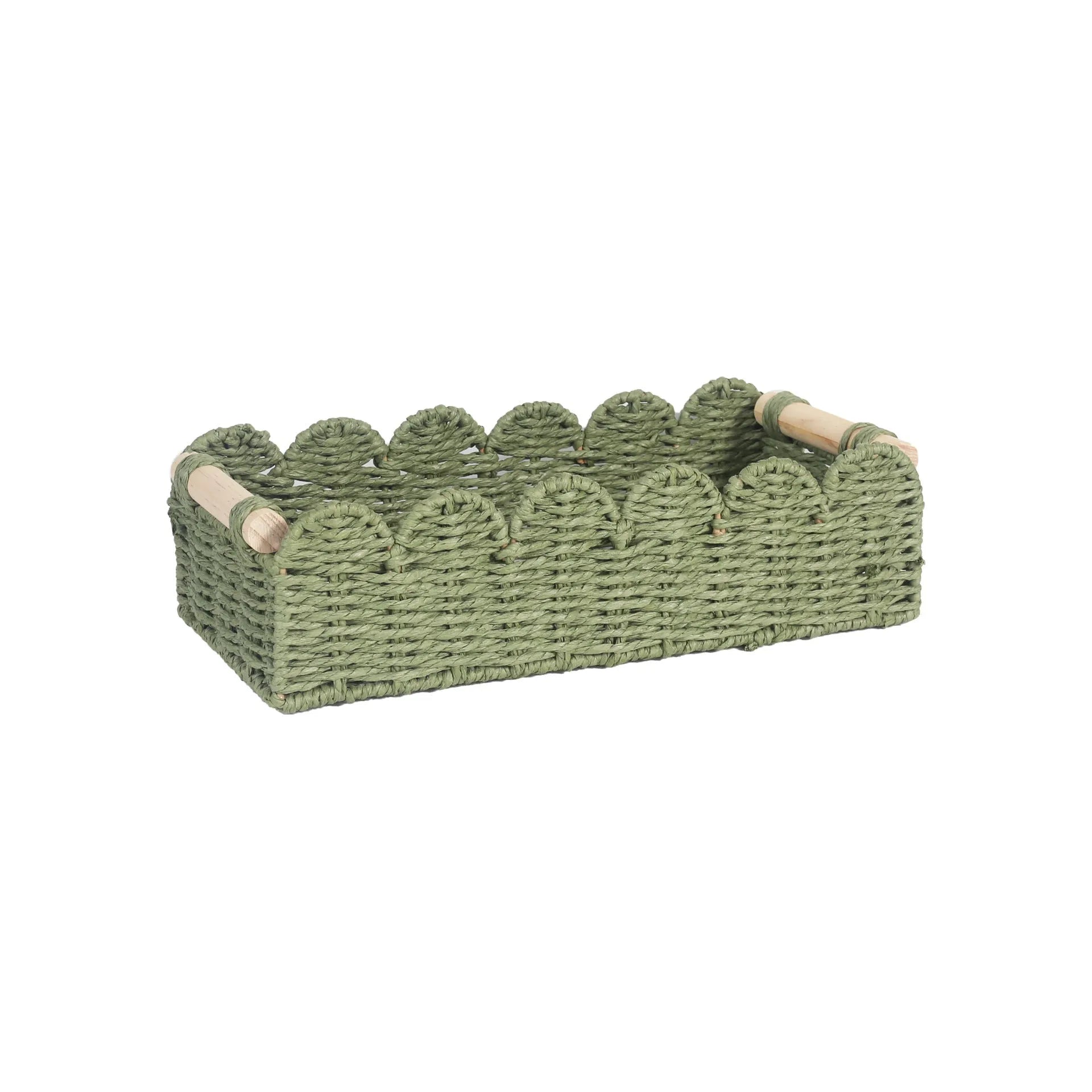 Paper woven rectangular storage basket in modern simple style for desktop organisation