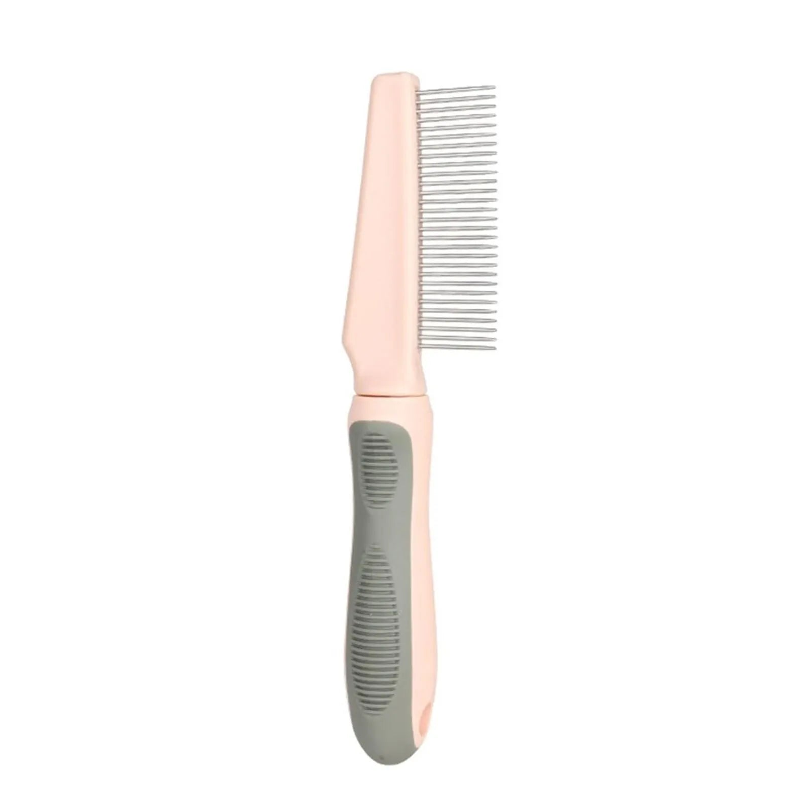 Blue pet detangler comb with rubber handle and multiple needle teeth types for dog and cat grooming.