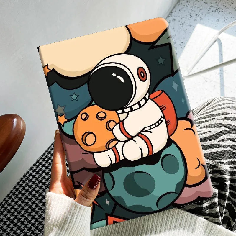 Pink dinosaur cartoon TPU protective case for iPad with anti-fall design