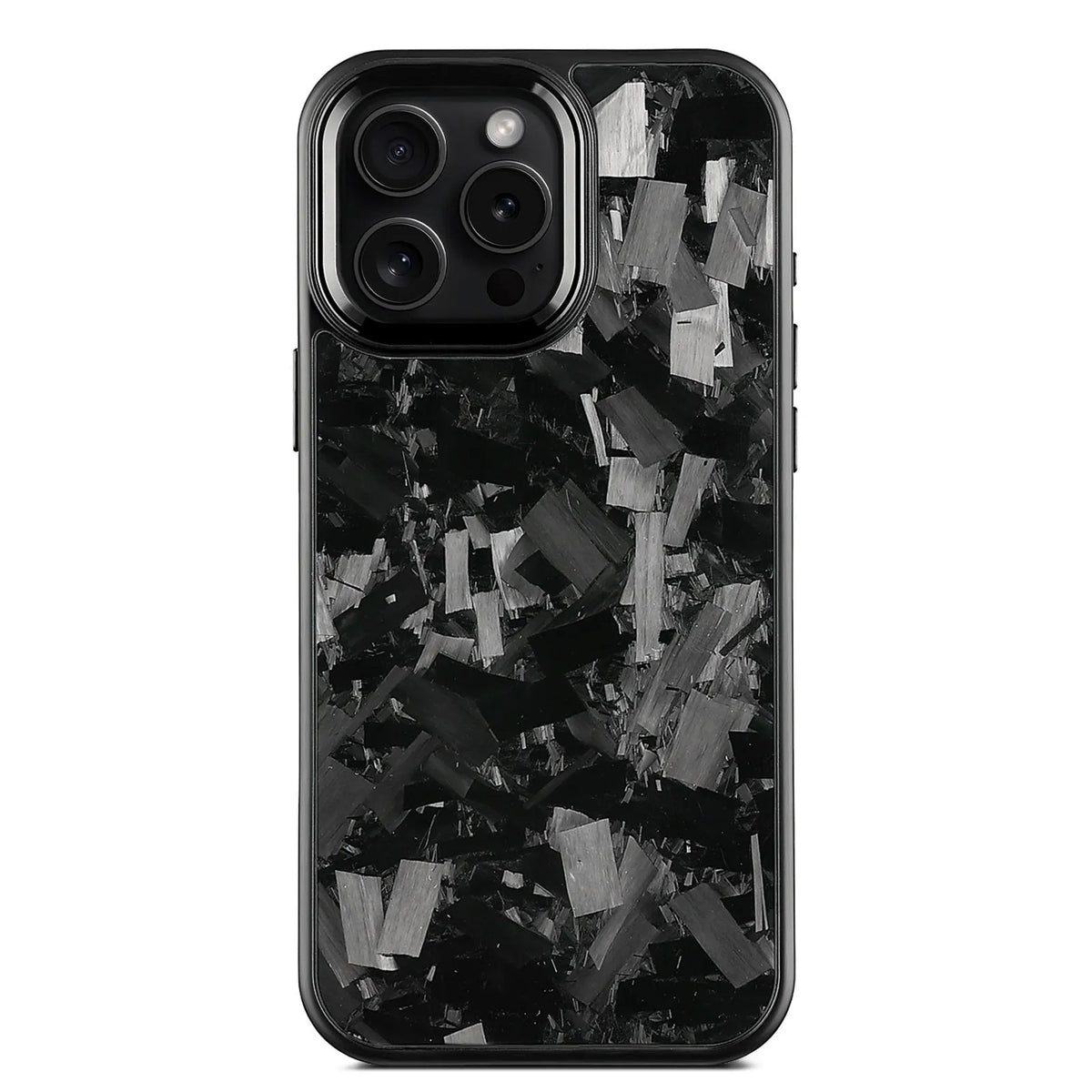 Carbon fibre metal frame forged pattern phone case in black frame blue gold magnetic variant for iPhone