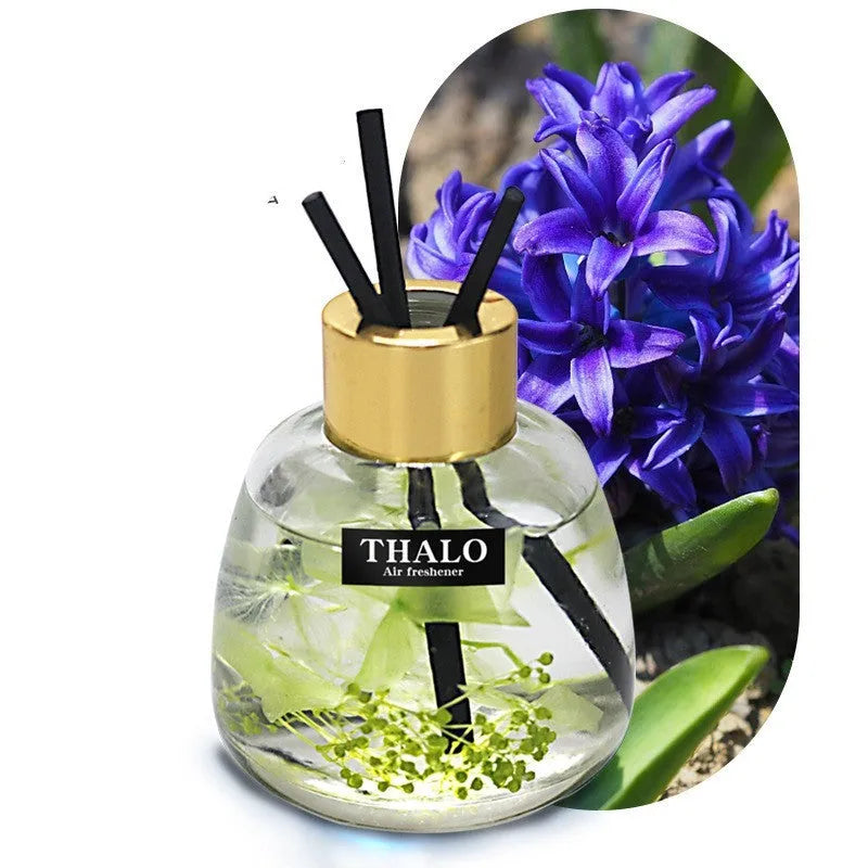 Glass bottle car fragrance ornament for loose incense in choice of six scents.