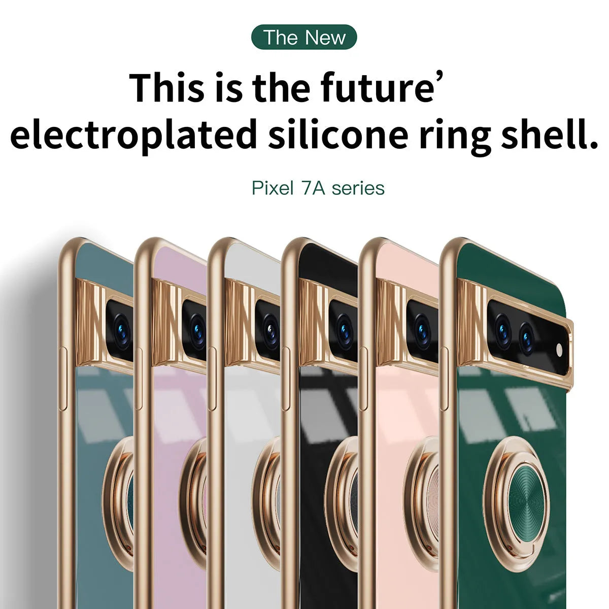 Simple electroplating ring rotating TPU phone case for Google Pixel in black with ring extended as stand