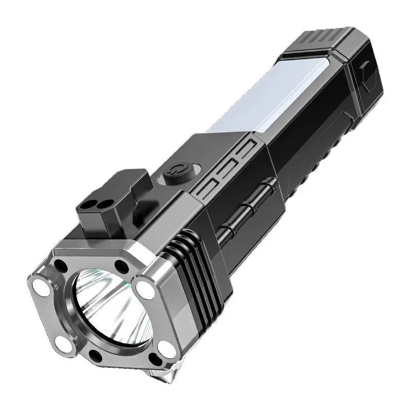 Silver portable LED emergency work light flashlight with power bank function and IP44 protection rating