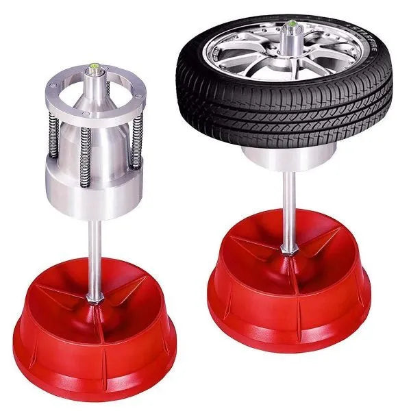 Portable hub balancer with aluminium head and bull's eye level for wheel balancing
