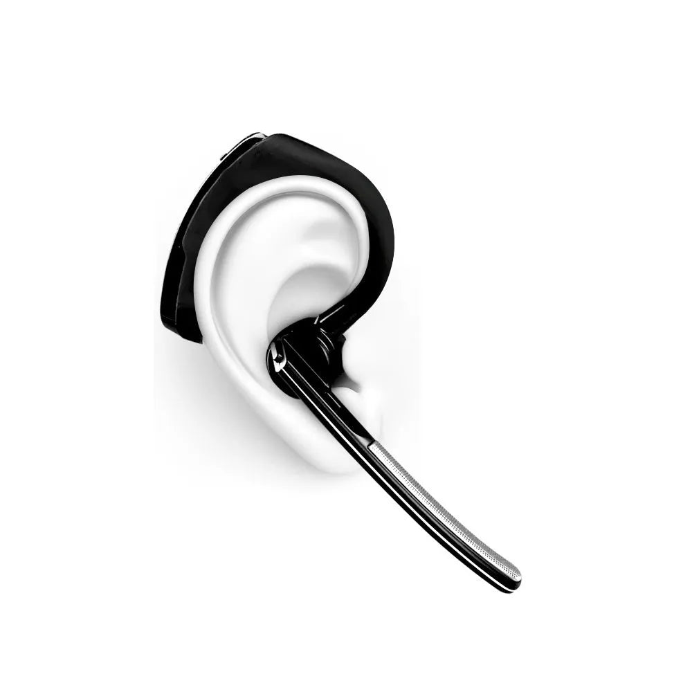 V9 Bluetooth wireless in-ear headset with microphone and soft cable for hands-free calls.