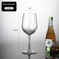Modern minimalist plastic wine glass in clear food grade material showing 550ml and 300ml capacity options