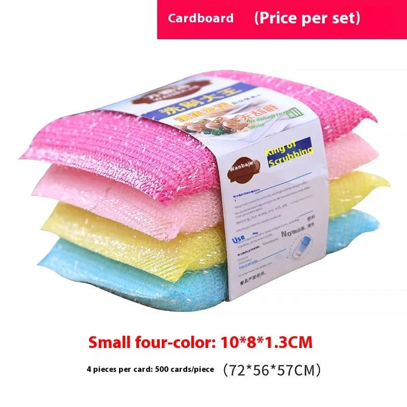 Pinstripe fabric dishwashing sponge mop in macaron mixed colours showing fine stripe scrubbing surface