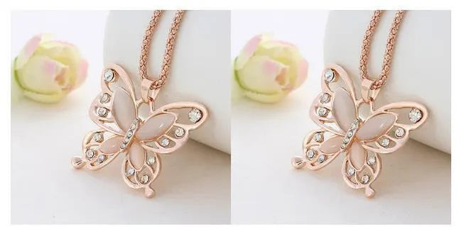 Butterfly Spirit Necklace women alloy snake bone chain pendant gold colour with fall protection
