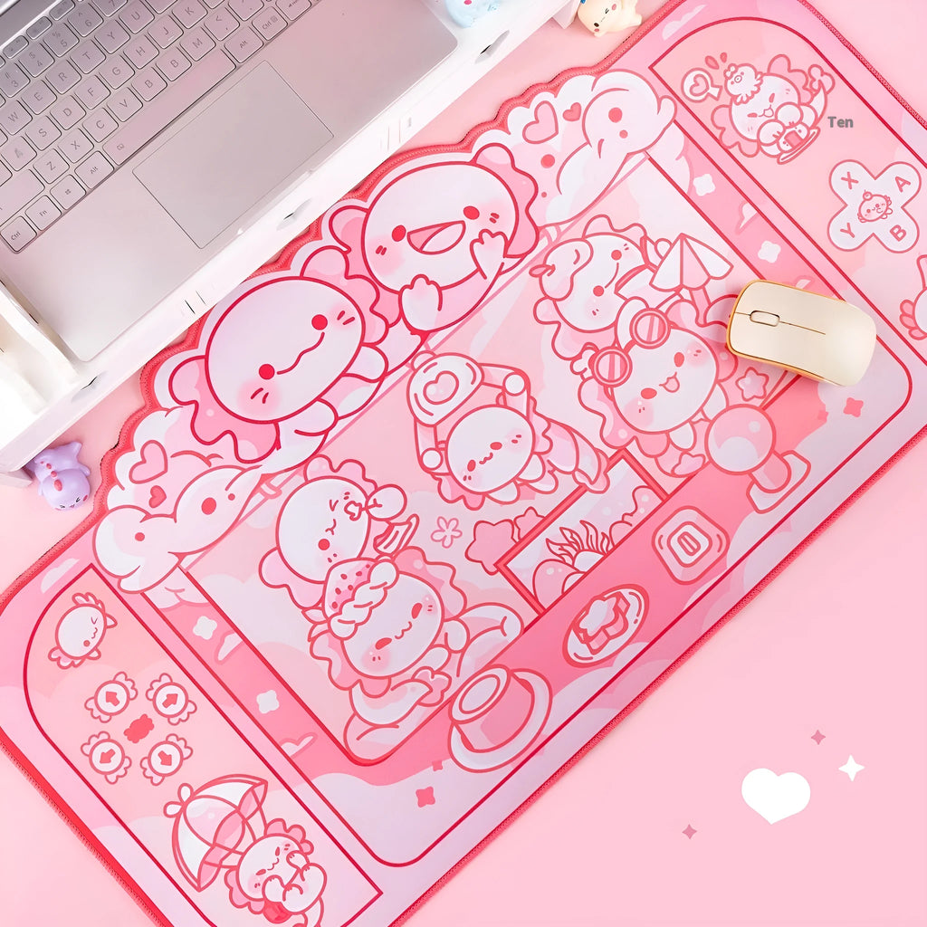 Hexagonal dragon crane machine anime pattern large mouse pad 75x40cm with wrist support