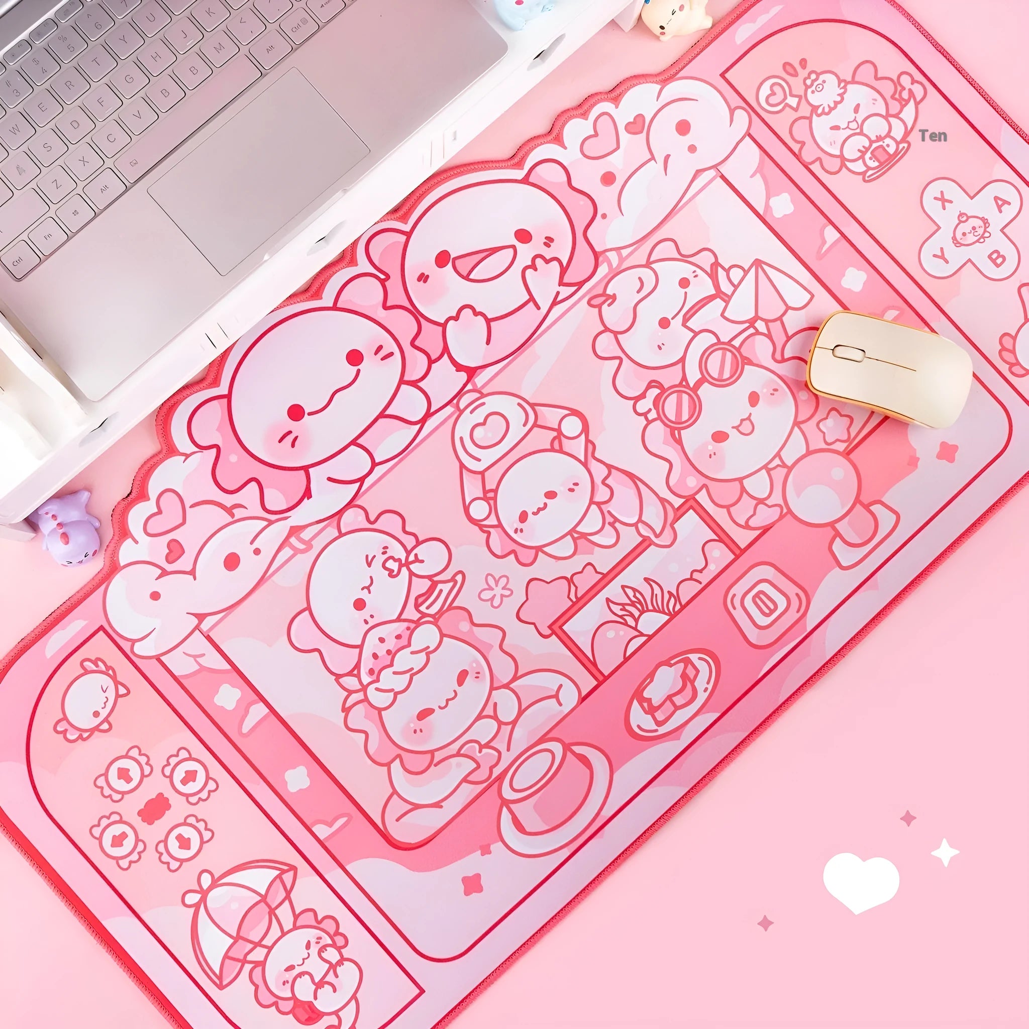 Hexagonal dragon crane machine anime pattern large mouse pad 75x40cm with wrist support