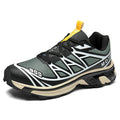 Men's and women's low-top round toe hiking shoes in artificial leather with a lace-up front.