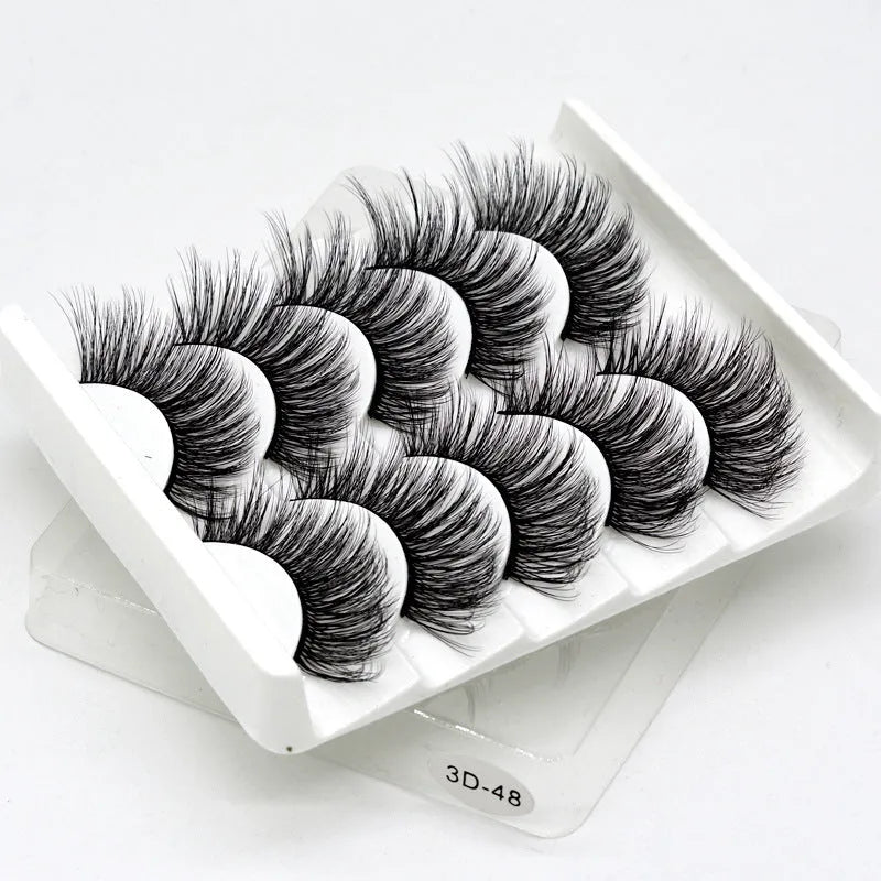 Handmade thick long natural false eyelashes 5 pairs 3D fiber fluffy volume in six style colours