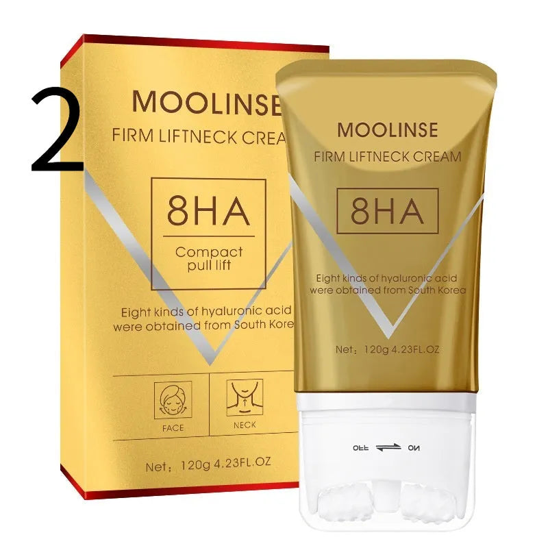 Medium sample size neck moisturising cream for dry skin types in cosmetic packaging
