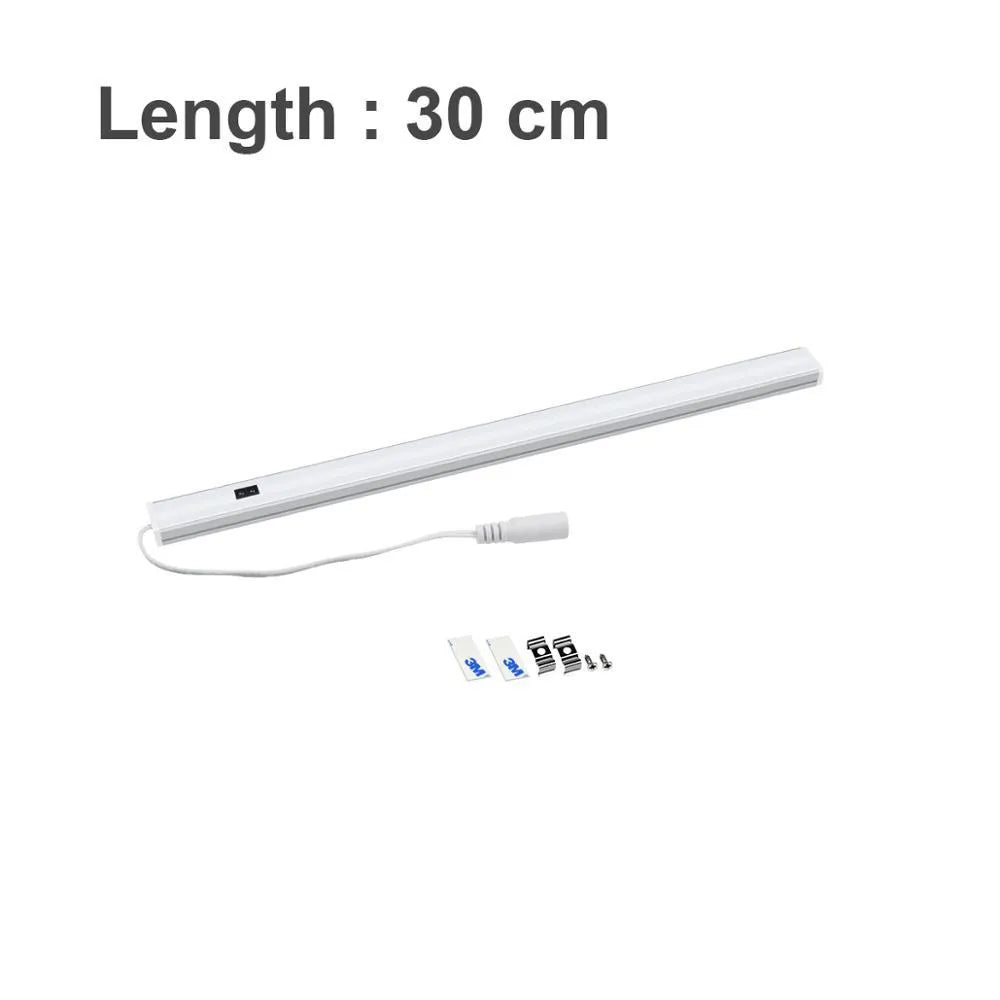 Aluminium profile LED strip light bar for cabinets in three length options.