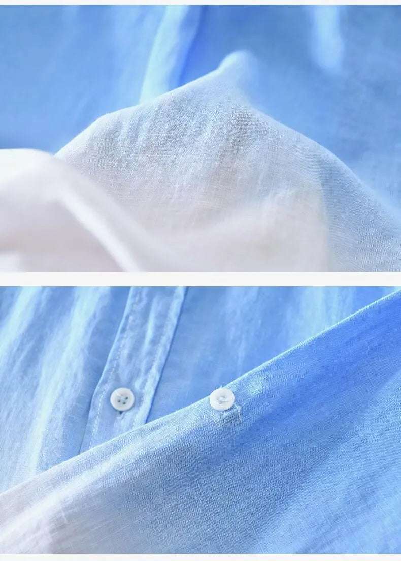 Men's casual loose fit top coat in polyester hemp blend fabric available in three colours