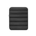 Black fluffy padded laptop sleeve for 9.7 to 11-inch devices with elastic sides.