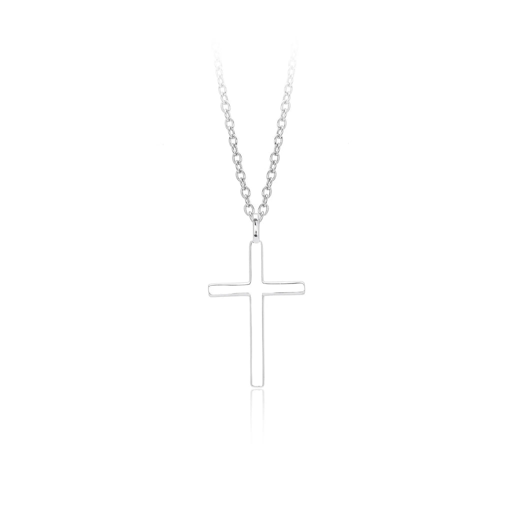 S925 sterling silver necklace with cross pendant on O-shaped chain in three plating colours