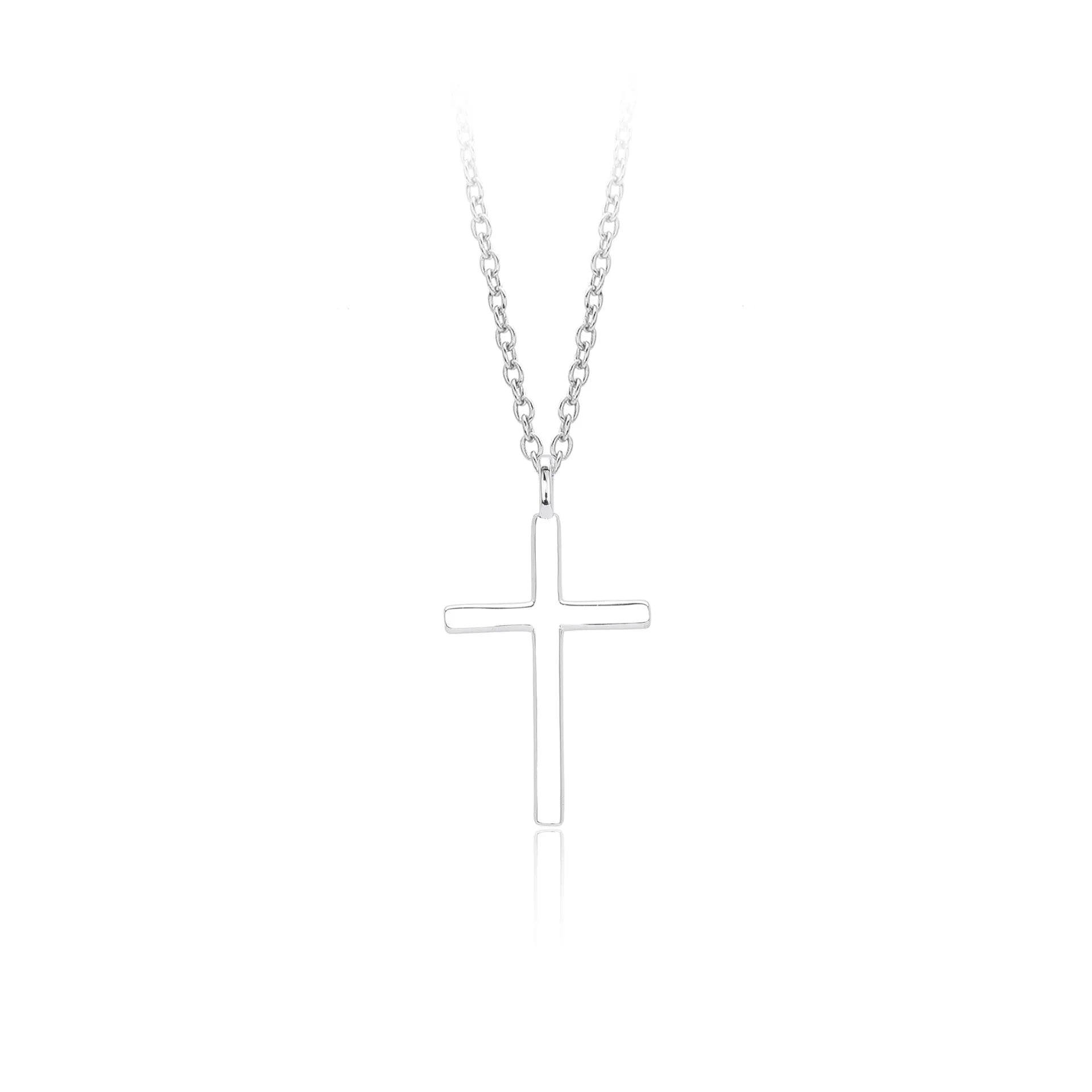 S925 sterling silver necklace with cross pendant on O-shaped chain in three plating colours