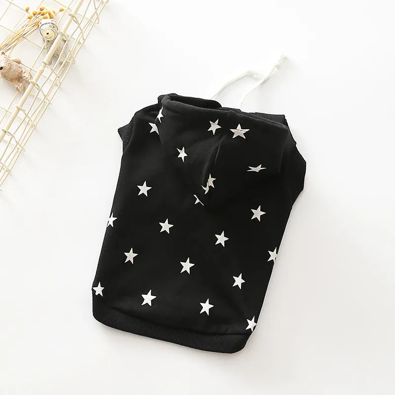 Black printed cotton casual sweater for dogs and cats available in sizes XS to XXL