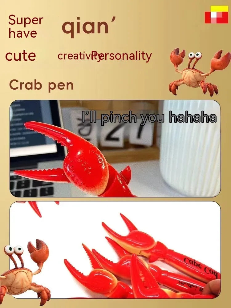 Crab claw ballpoint pen with interactive clip mechanism holding ball