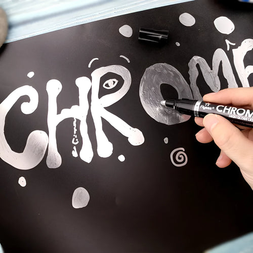 Flysea 3.0mm chrome metal marker pen with reflective paint for writing on multiple surfaces.